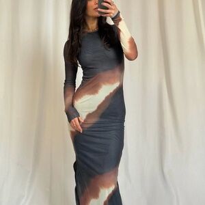 Bronze Snake Long Sleeve Dress
